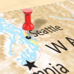 Pushpin na mapie Seattle