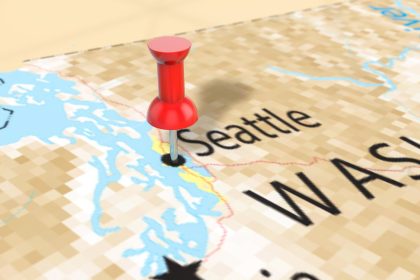 Pushpin na mapie Seattle