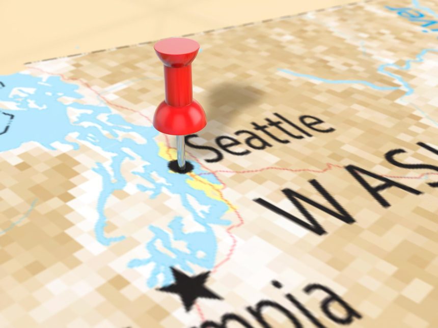 Pushpin na mapie Seattle
