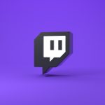 Logo Twitch na białym tle z fioletowym tłem.