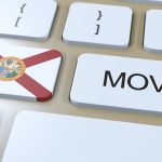 Flaga stanu Florida z ilustracją 3D przycisku Move Text