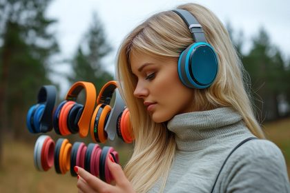 Rząd sprawności fizycznej patka przed kobietą słucha muzyka na smartphone