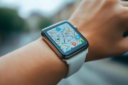 Smartwatch z systemem GPS wyświetlający wskazówki nawigacyjne dla inteligentnego życia