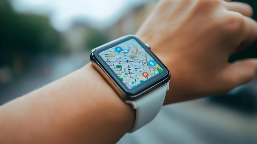 Smartwatch z systemem GPS wyświetlający wskazówki nawigacyjne dla inteligentnego życia