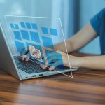 Koncepcja zarządzania dokumentami z ikonami na wirtualnym ekranie Zarządzanie dokumentami systemu zarządzania dokumentami ERP w technologii chmury