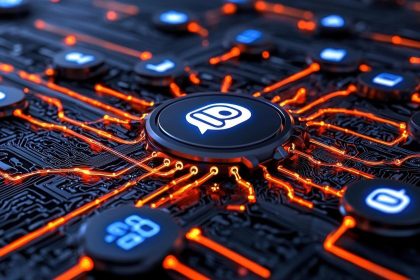 Nowoczesny projekt interfejsu pokazujący platformy mediów społecznościowych połączone za pomocą zautomatyzowanych narzędzi