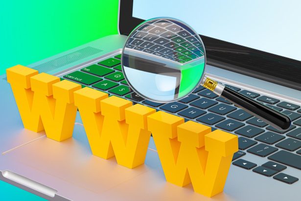Koncepcja laptopa, wyszukiwania i przeglądarki internetowej