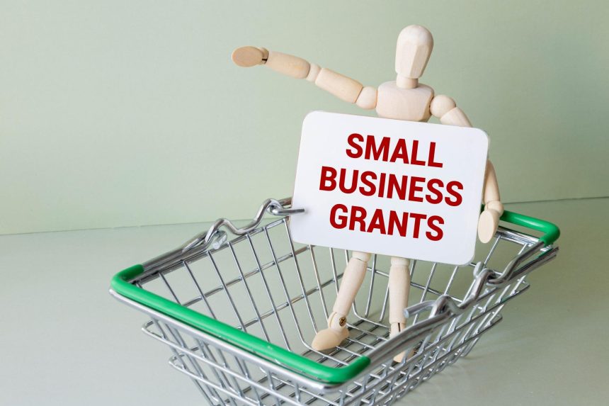 Small Business Grants symbol Wooden blocks with words Small Business Grants